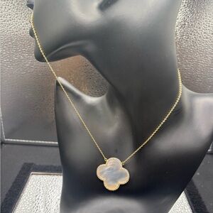 Elegant Gold Mother Of Pearl Pendant Necklace